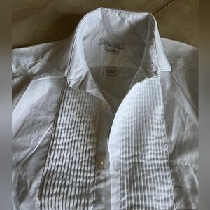 Perry Ellis White Tuxedo Dress Shirt Neck 15, Sleeve 34/35